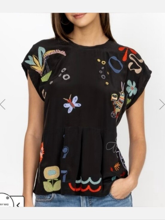 Johnny Was Tops - Johnny Was 100% Silk Blouse Sz M